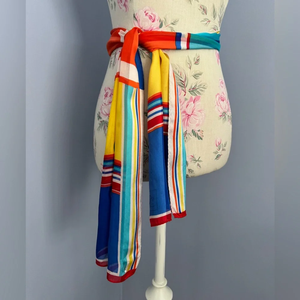 Oscar de la Renta Vintage Multicolor Colorblock Scarf